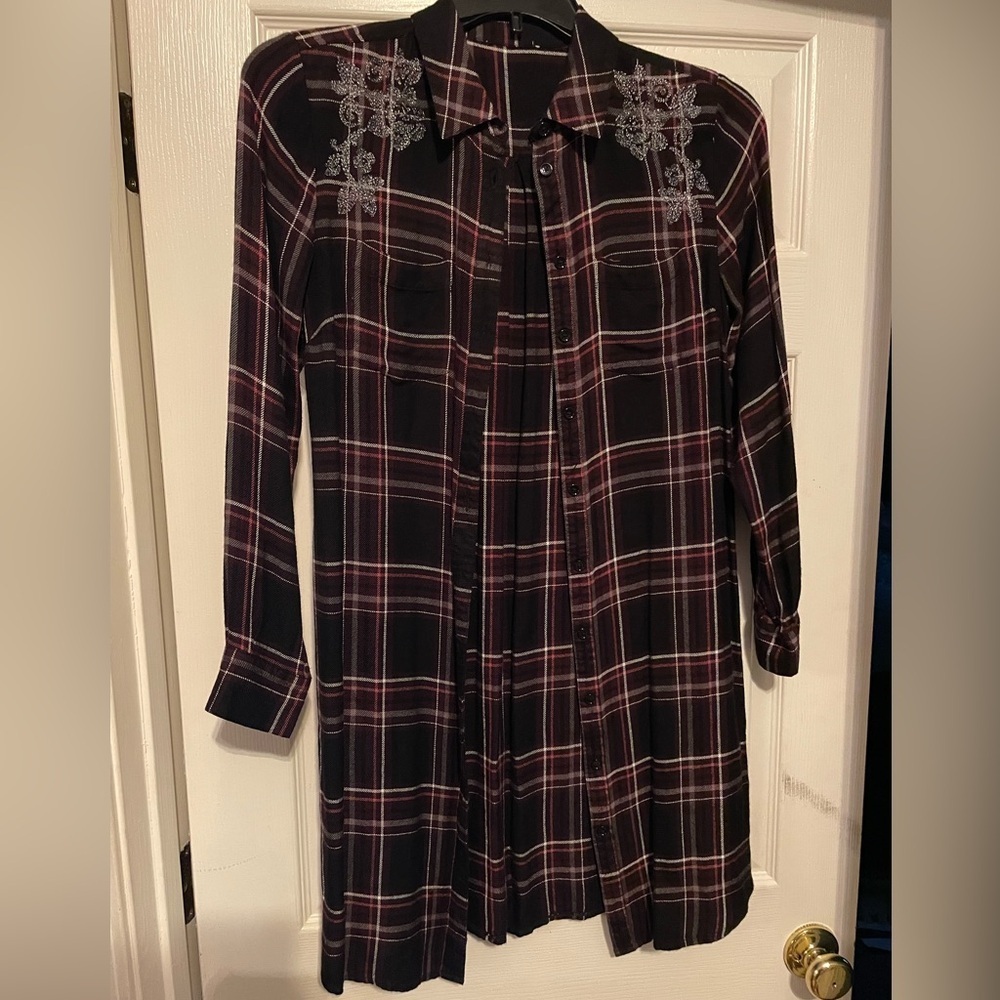 Rails type Shirt Dress Womens Size 4 Red Plaid Collared Long Sleeve Button Front